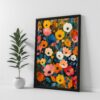 Vibrant Floral Spring Meadow Wall Art Print with Botanical Flower Painting.