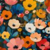 Vibrant Floral Spring Meadow Wall Art Print with Botanical Flower Painting.