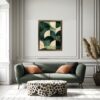 Green Japandi geometric print with modern abstract design in minimalist earth tones