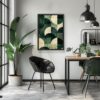 Green Japandi geometric print with modern abstract design in minimalist earth tones