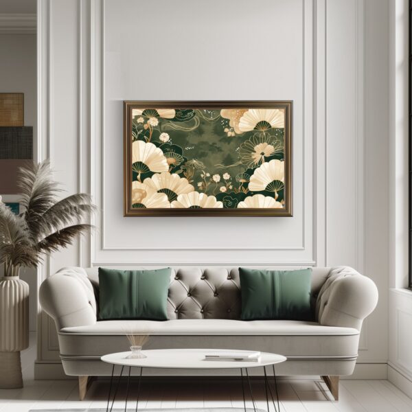 Japandi Floral Wall Art Print with Elegant Botanical Design, Japanese Scandinavian Aesthetics