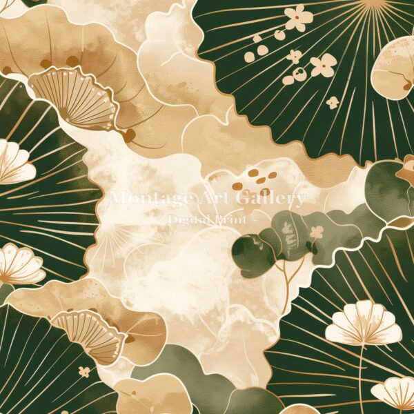 Japandi Lotus Blossom Print with Tranquil Botanical and Elegant Floral Aesthetics