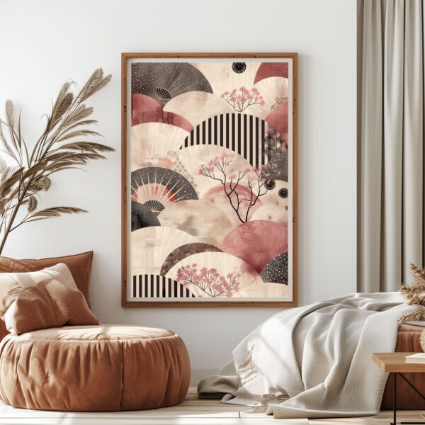 Japanese nature hillside print with serene scenic views and tranquil home decor.