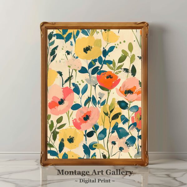 Retro Floral Wall Art Print in Matisse's Style with Vibrant Botanical Designs and Bold Home Decor Elements