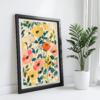 Retro Floral Wall Art Print in Matisse's Style with Vibrant Botanical Designs and Bold Home Decor Elements