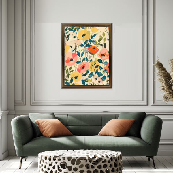 Retro Floral Wall Art Print in Matisse's Style with Vibrant Botanical Designs and Bold Home Decor Elements