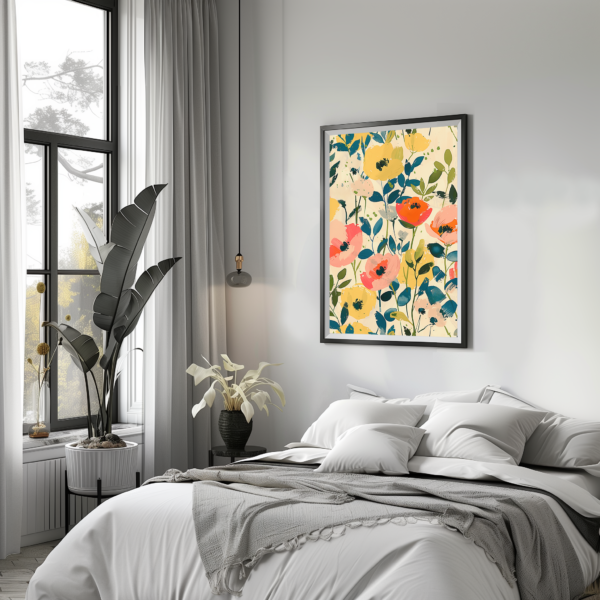 Retro Floral Wall Art Print in Matisse's Style with Vibrant Botanical Designs and Bold Home Decor Elements