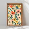 Matisse's style vibrant floral nature wall art print for colorful artistic home decor