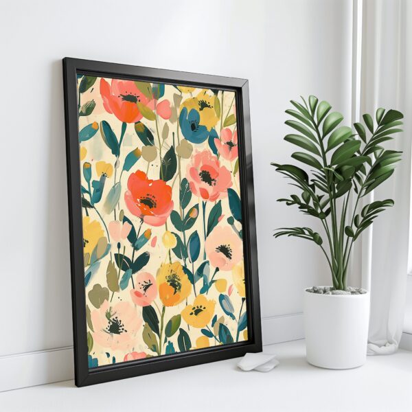 Matisse's style vibrant floral nature wall art print for colorful artistic home decor