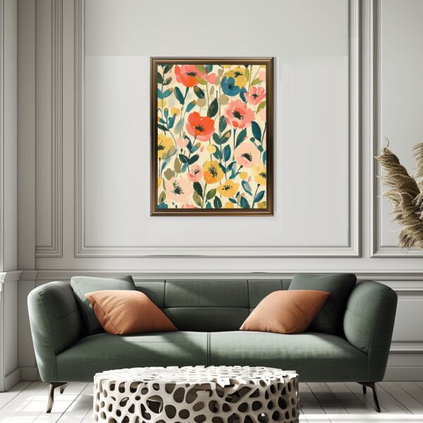 Matisse's style vibrant floral nature wall art print for colorful artistic home decor