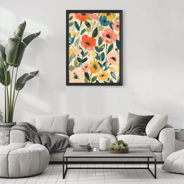 Matisse's style vibrant floral nature wall art print for colorful artistic home decor