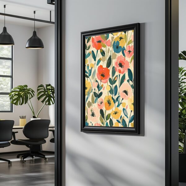 Matisse's style vibrant floral nature wall art print for colorful artistic home decor