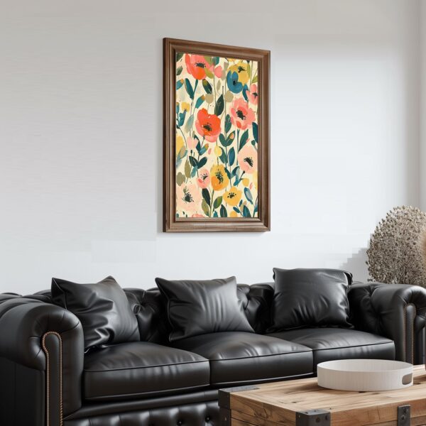 Matisse's style vibrant floral nature wall art print for colorful artistic home decor