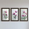 Soft tulips watercolor set of 3 prints with minimalist botanical wall art design