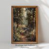 Sunlit Woodland Wildflowers Wall Art Print with Peaceful Nature Scene