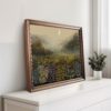 Tranquil Misty Morning Wall Art Print with Vibrant Wildflower Nature Scene.