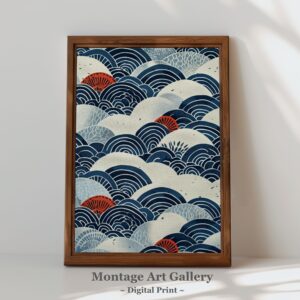 Wabi Sabi Wave Print with Japanese Patterns for Tranquil Coastal Home Decor