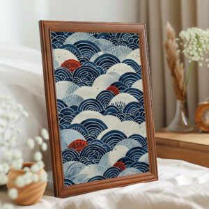 Wabi Sabi Wave Print with Japanese Patterns for Tranquil Coastal Home Decor