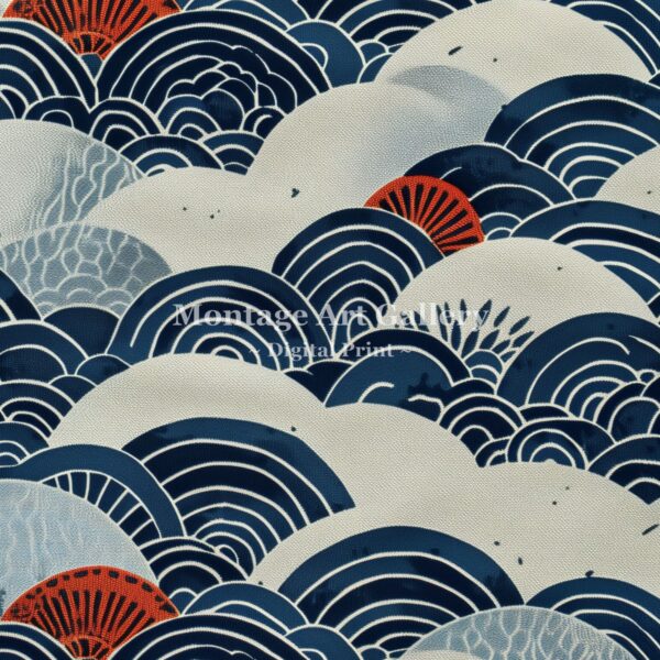 Wabi Sabi Wave Print with Japanese Patterns for Tranquil Coastal Home Decor