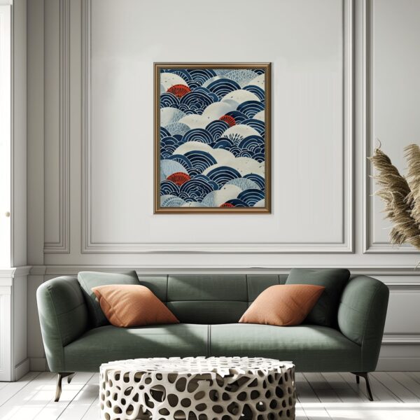 Wabi Sabi Wave Print with Japanese Patterns for Tranquil Coastal Home Decor