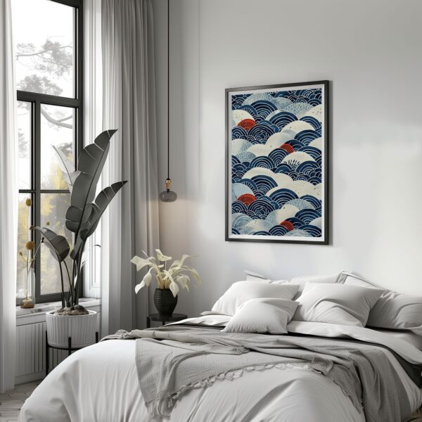 Wabi Sabi Wave Print with Japanese Patterns for Tranquil Coastal Home Decor