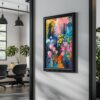 Vibrant Floral Garden Print for Modern Home Decor, Colorful Botanical Wall Art Painting